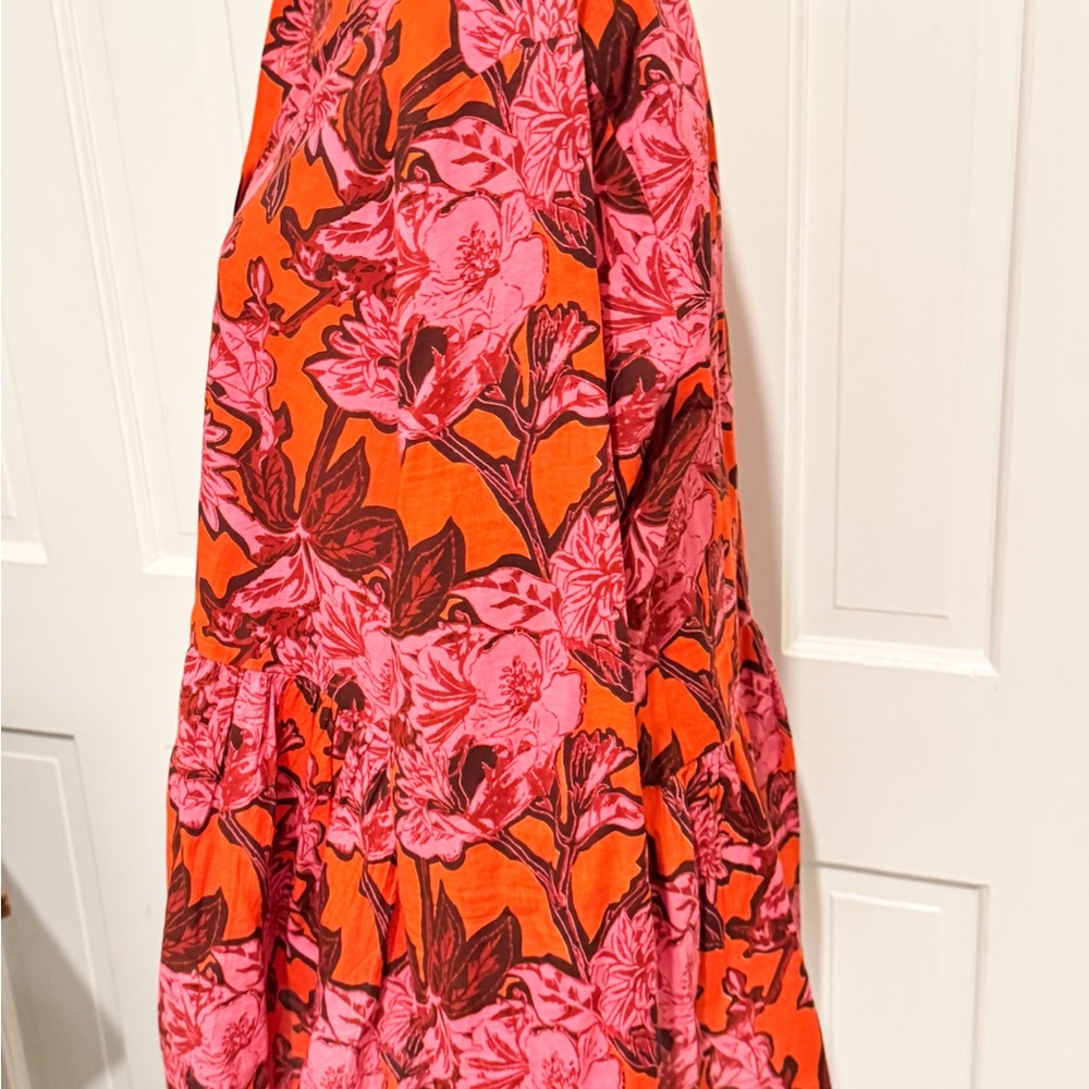Tuckernuck Ro’s Garden Boho Tunic Blouse Floral Red Sz Large - Picture 3 of 8